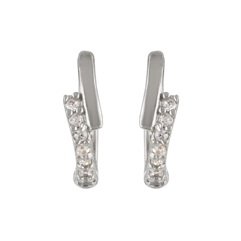 Pave Accent Huggie Hoop Earrings
