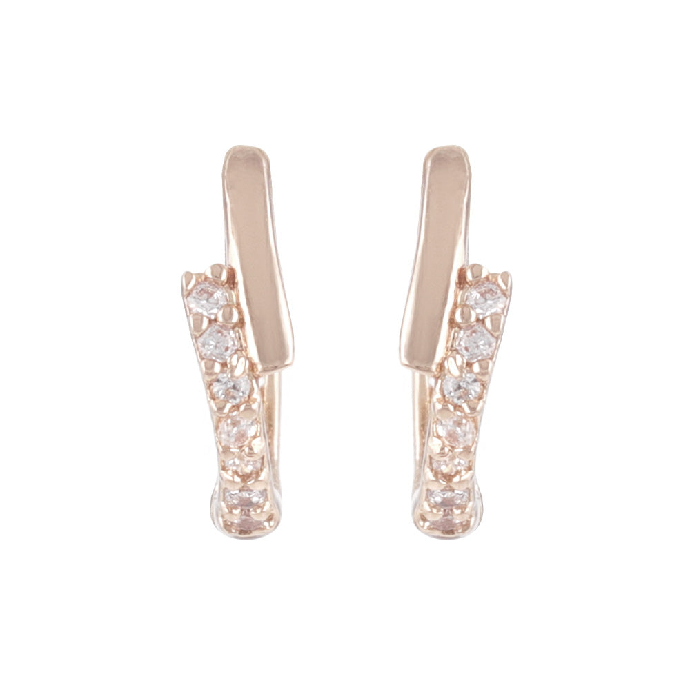 Pave Accent Huggie Hoop Earrings