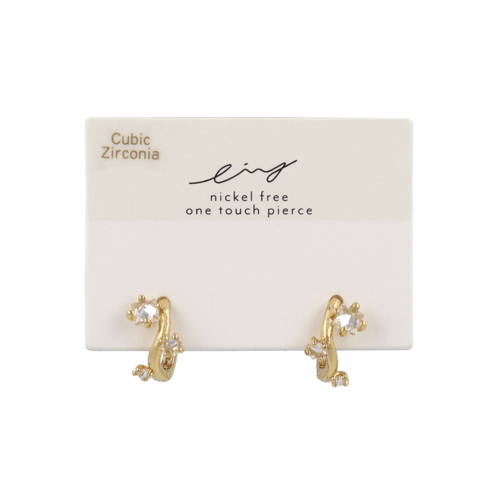 Stone Cluster Huggie Hoop Earrings