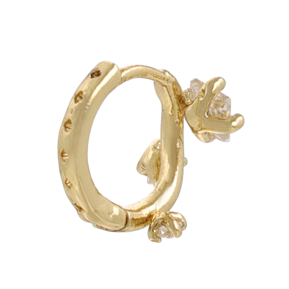 Stone Cluster Huggie Hoop Earrings