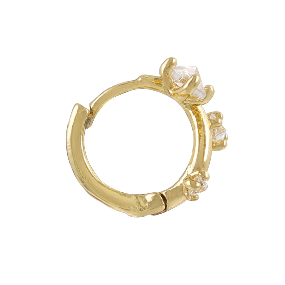 Stone Cluster Huggie Hoop Earrings