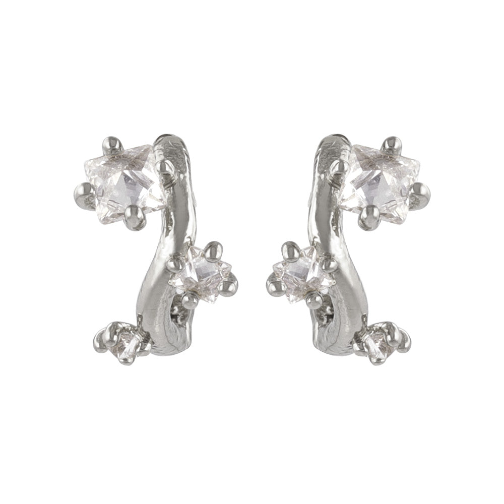 Stone Cluster Huggie Hoop Earrings