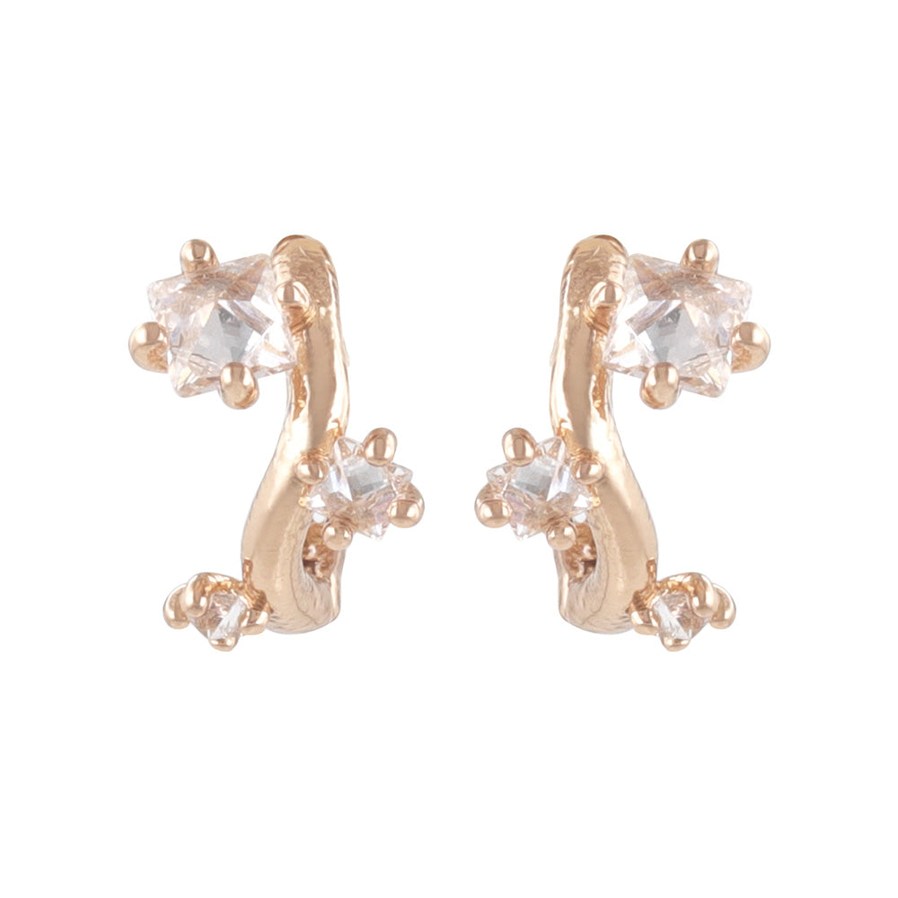 Stone Cluster Huggie Hoop Earrings