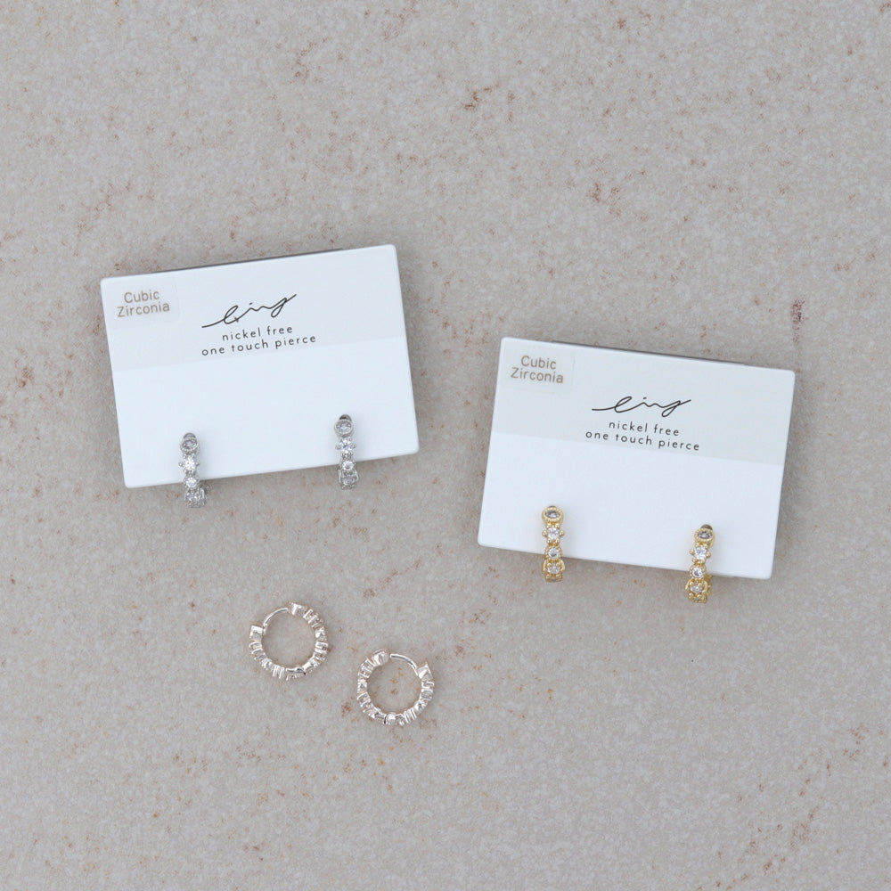 Rhinestone Huggie Hoop Earrings - osewaya