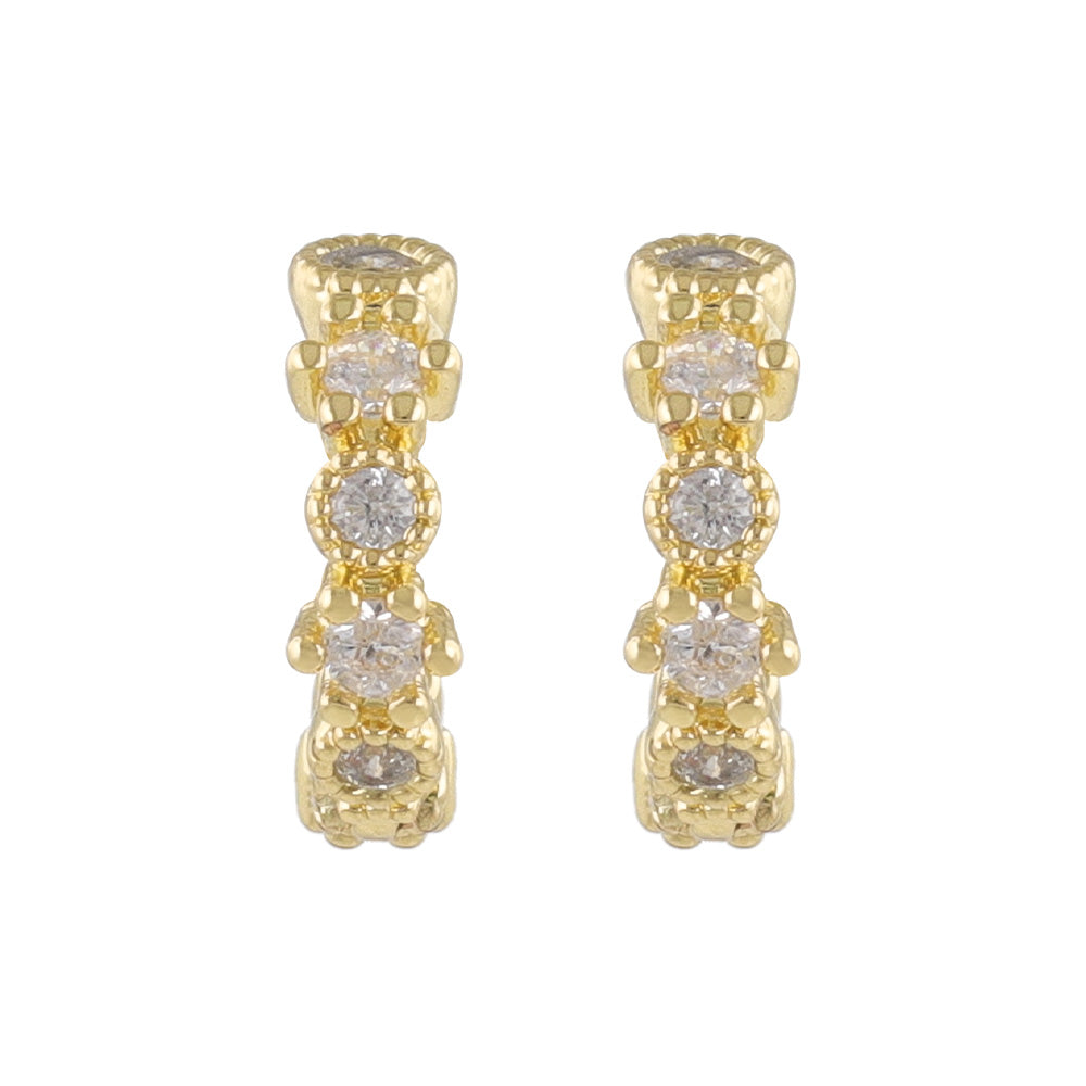 Rhinestone Huggie Hoop Earrings