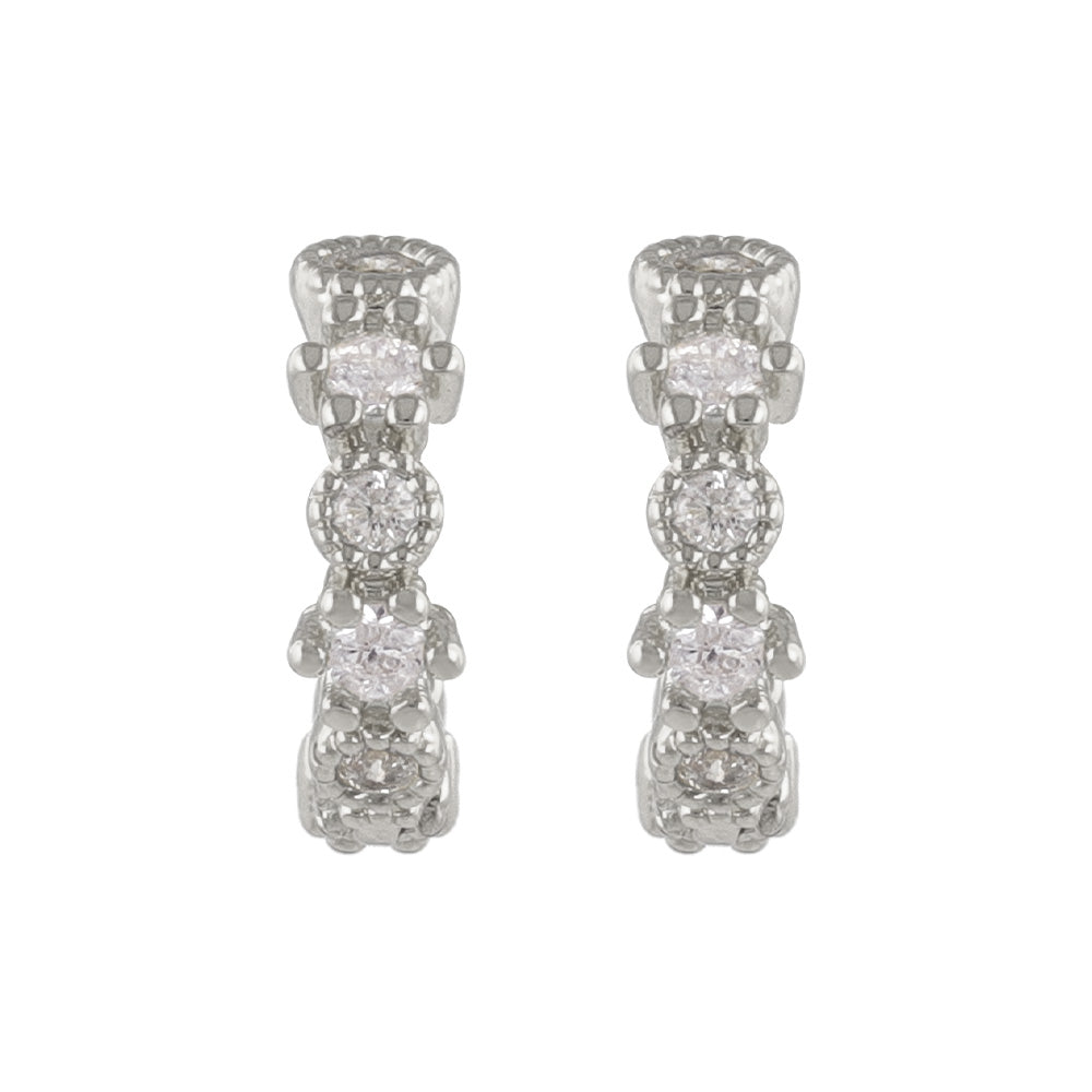Rhinestone Huggie Hoop Earrings