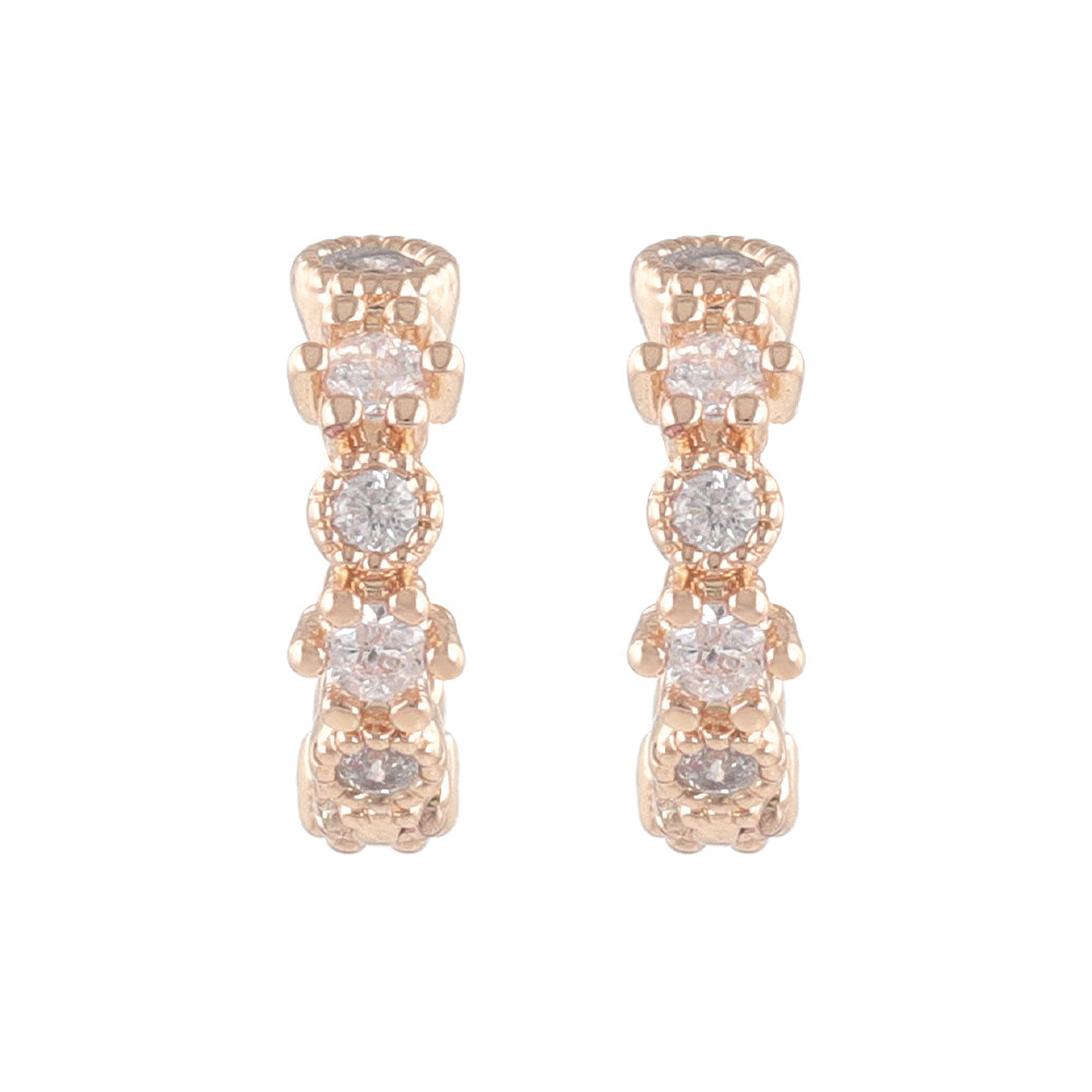 Rhinestone Huggie Hoop Earrings