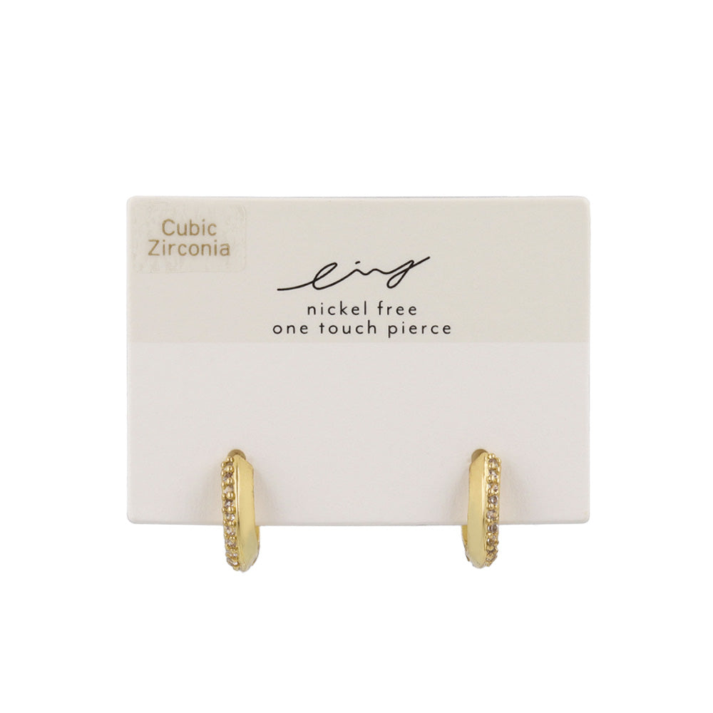 Half Pave Huggie Earrings