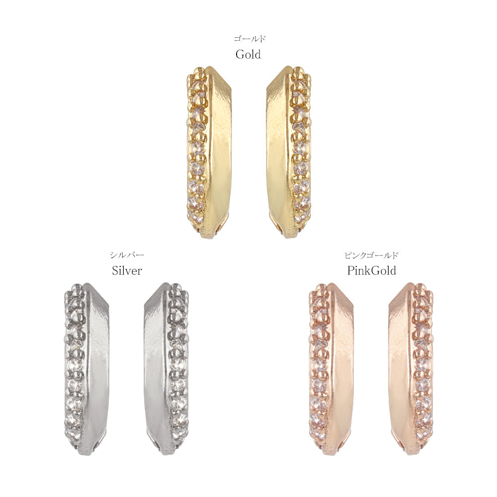 Half Pave Huggie Earrings