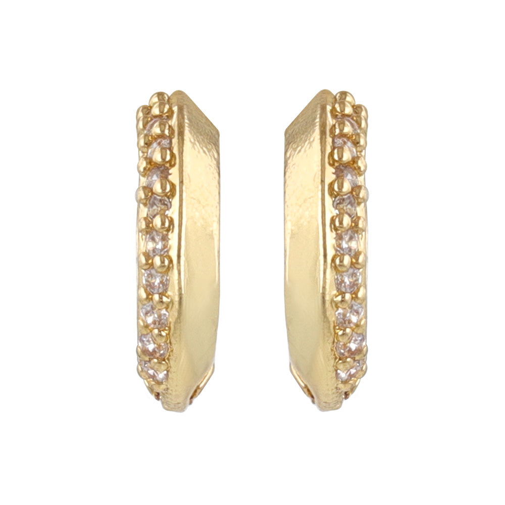 Half Pave Huggie Earrings