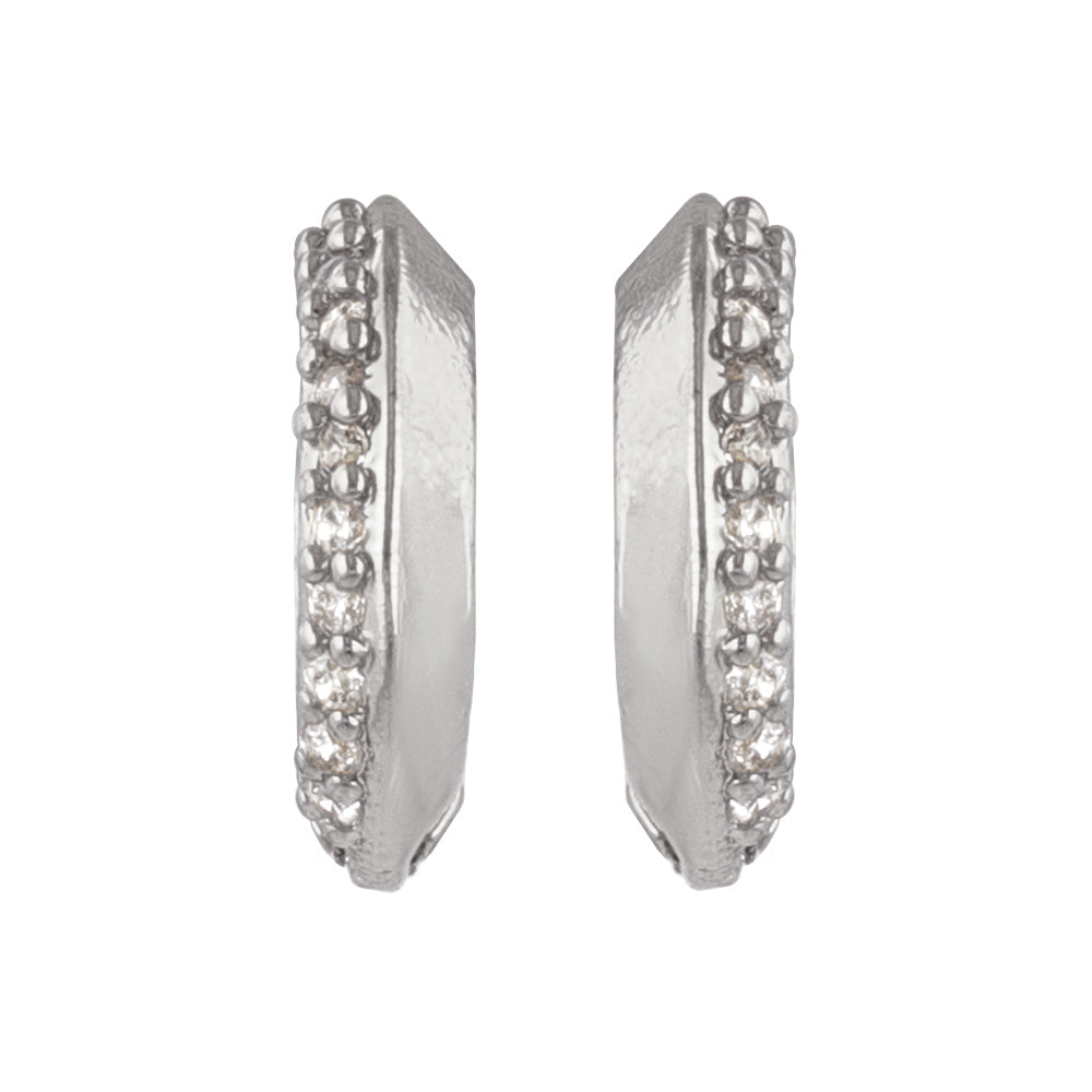 Half Pave Huggie Earrings