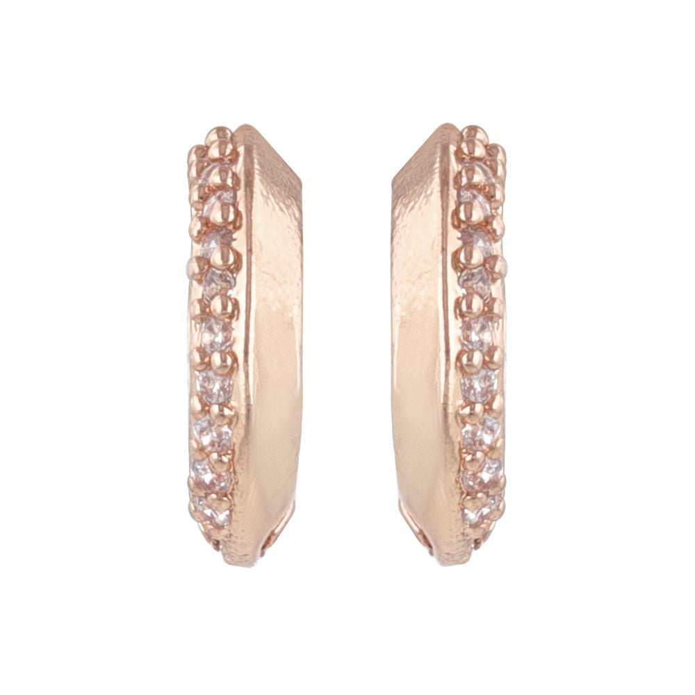Half Pave Huggie Earrings