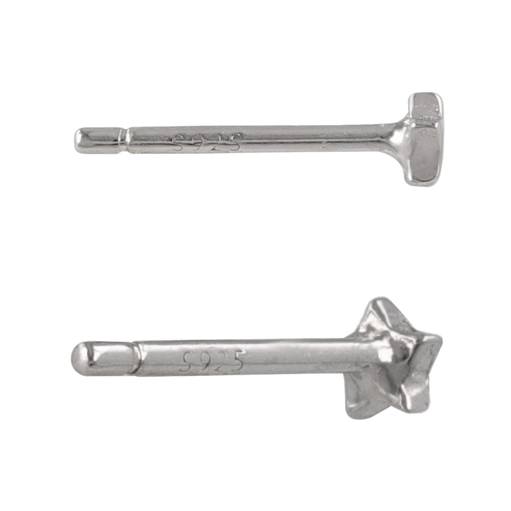 925 Silver Tiny Star Studs