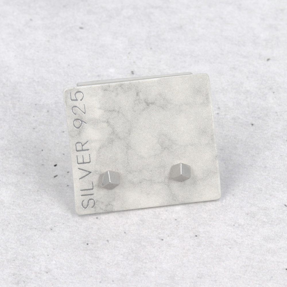 925 Silver Tiny Cube Studs