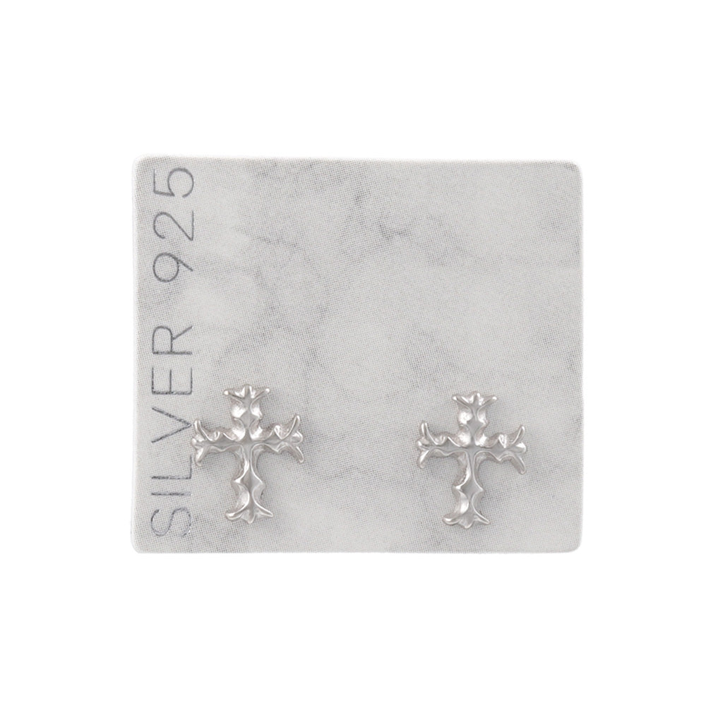 925 Silver Mini Sculptural Cross Studs