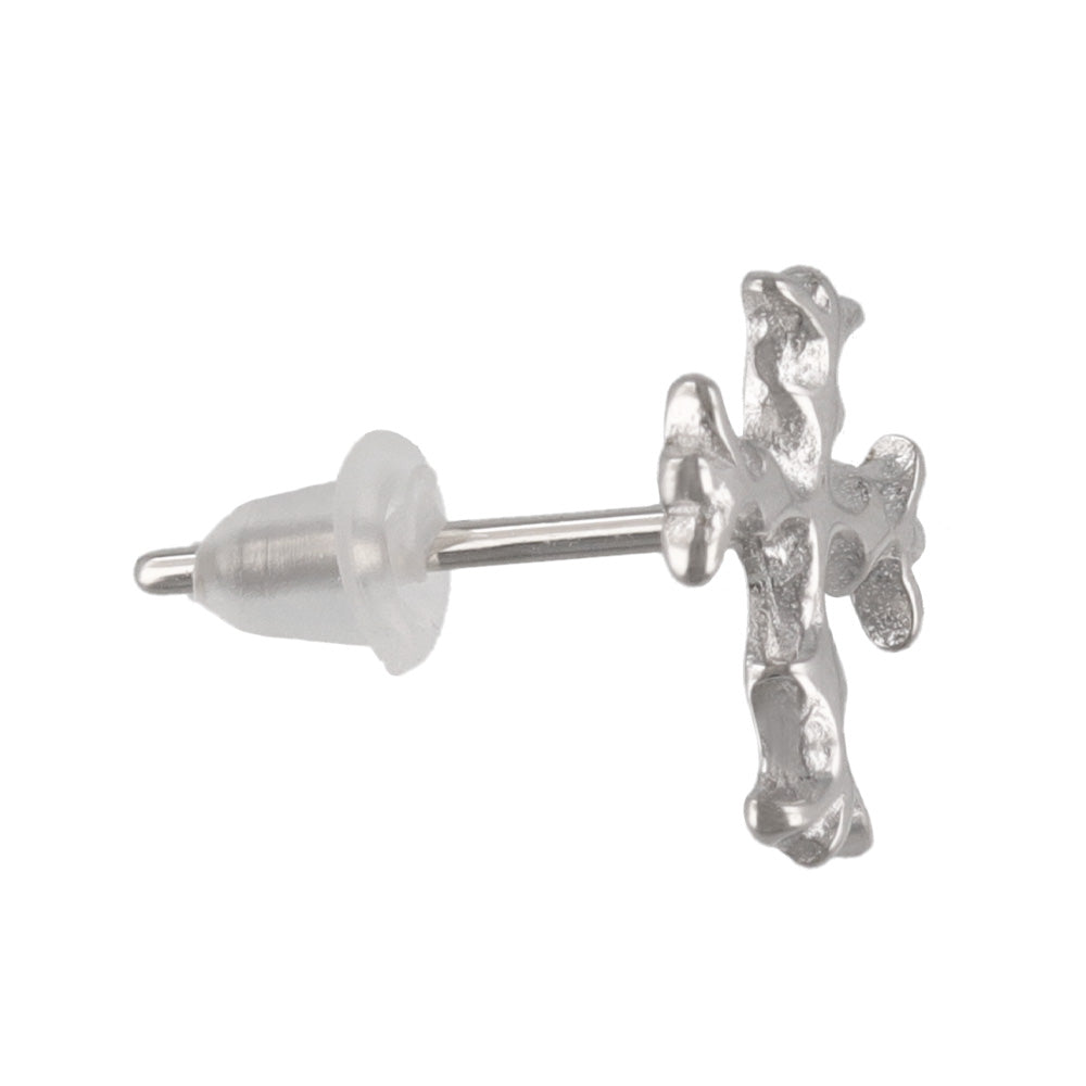 925 Silver Mini Sculptural Cross Studs
