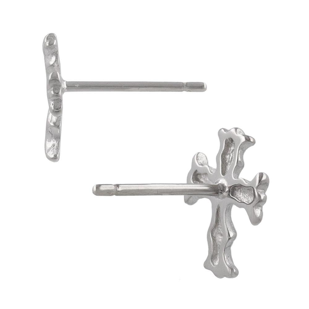 925 Silver Mini Sculptural Cross Studs
