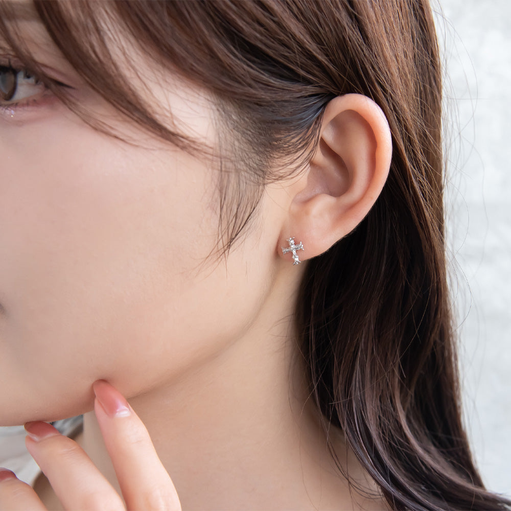 925 Silver Mini Sculptural Cross Studs