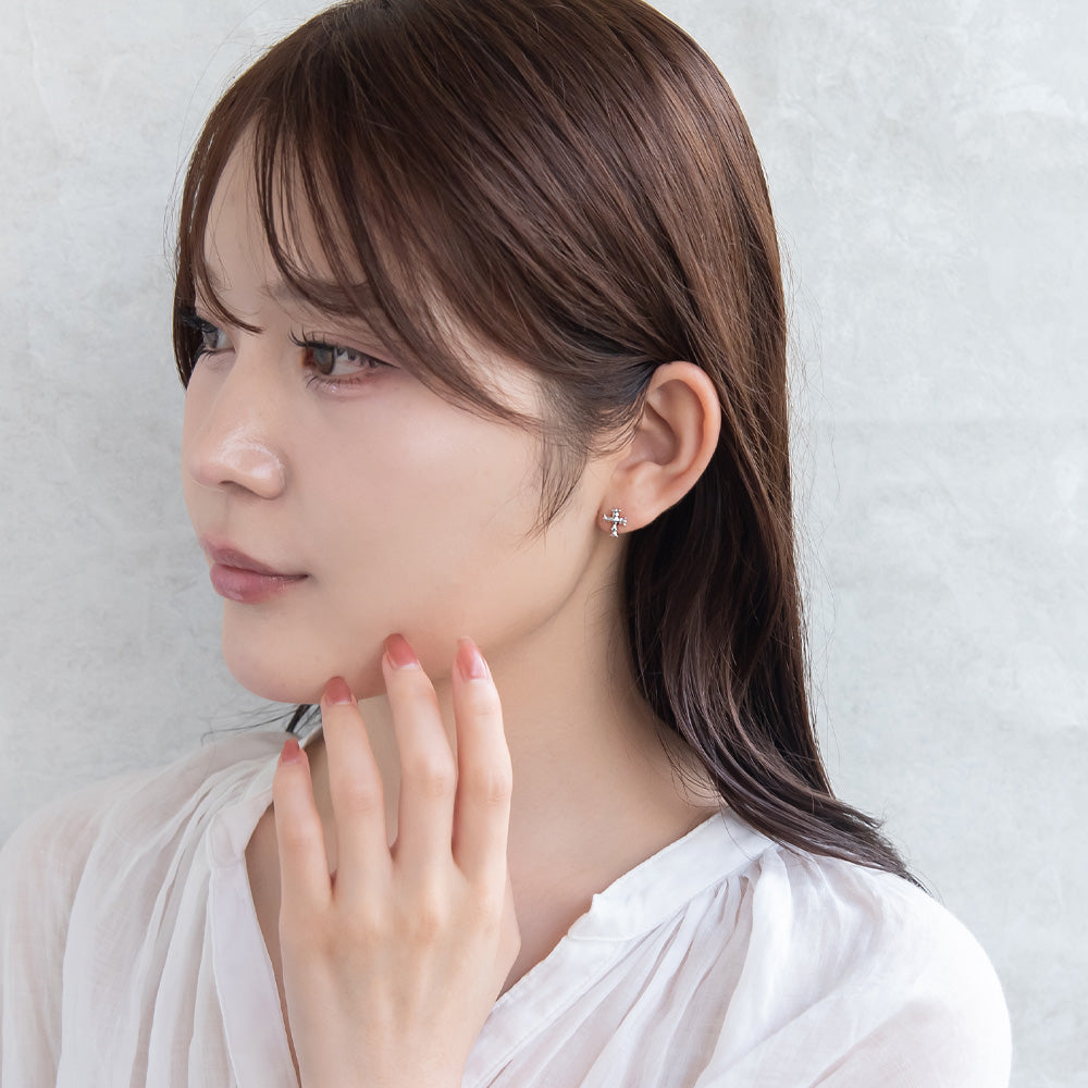 925 Silver Mini Sculptural Cross Studs