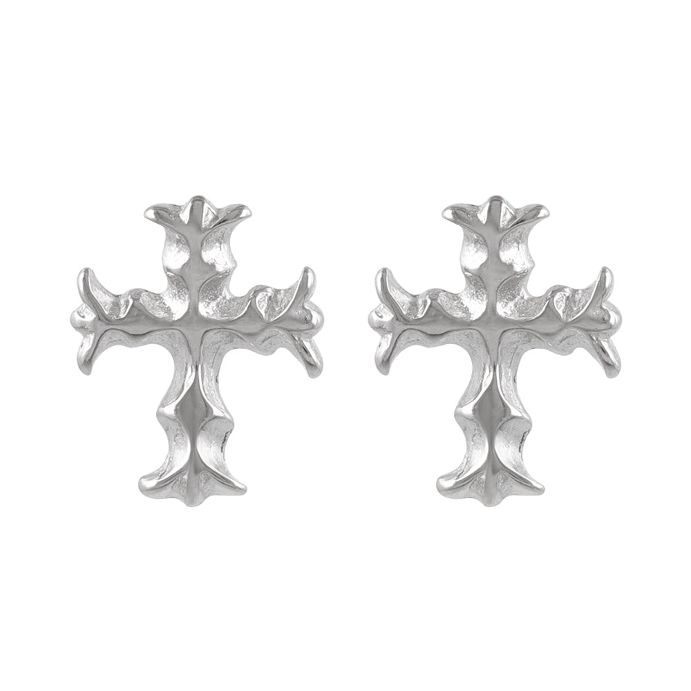 925 Silver Mini Sculptural Cross Studs