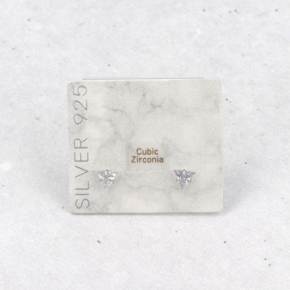 925 Silver Mini CZ Triangle Studs