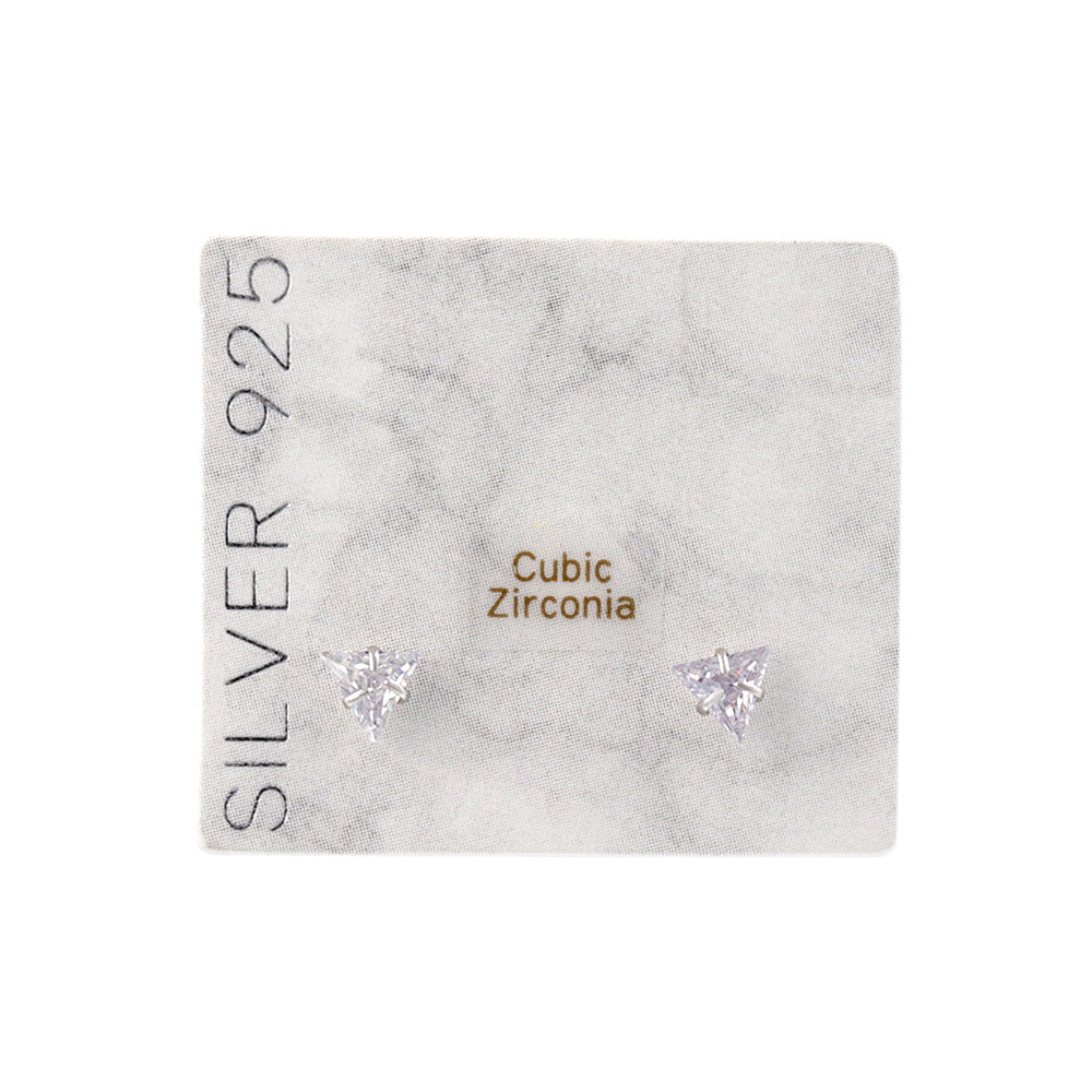 925 Silver Mini CZ Triangle Studs