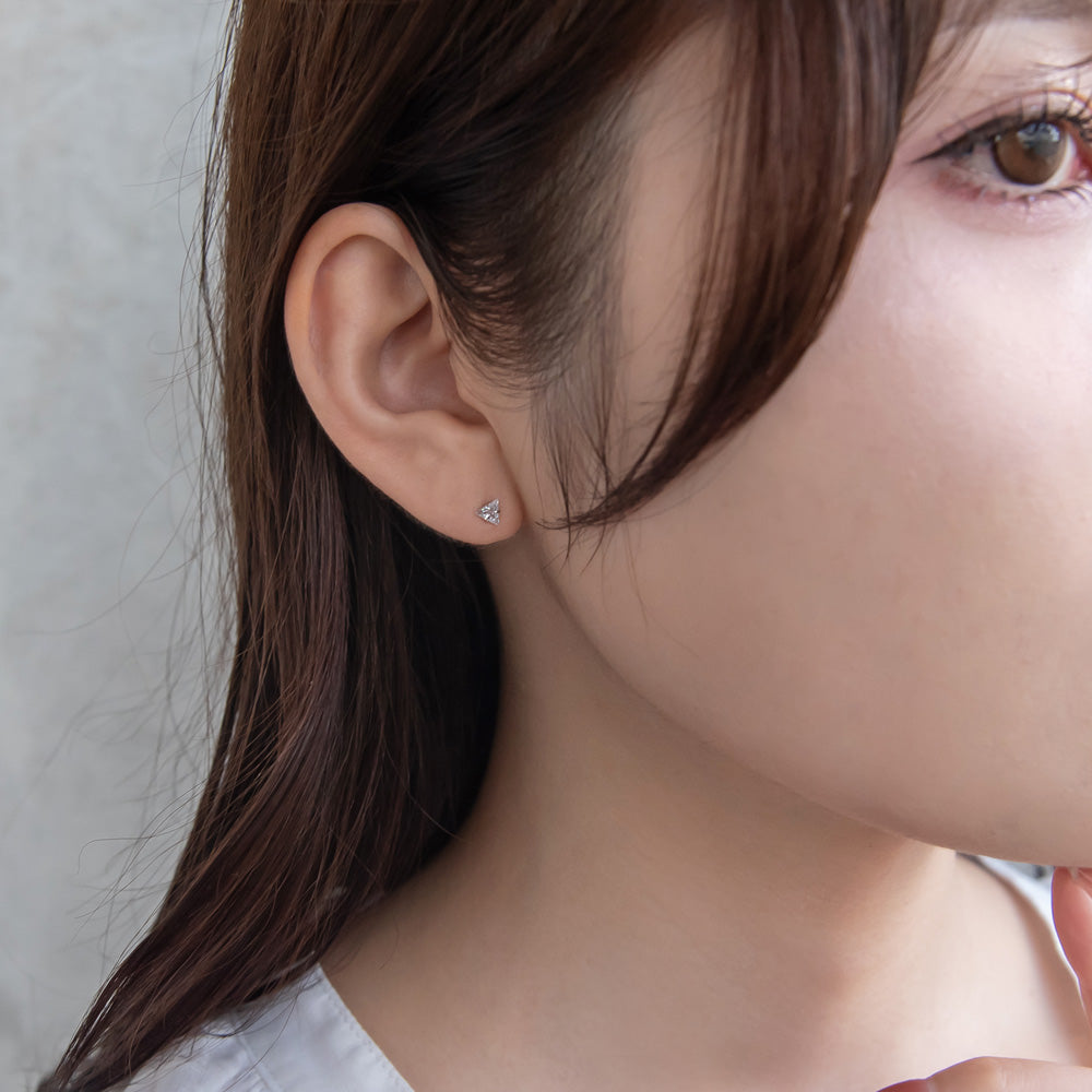 925 Silver Mini CZ Triangle Studs