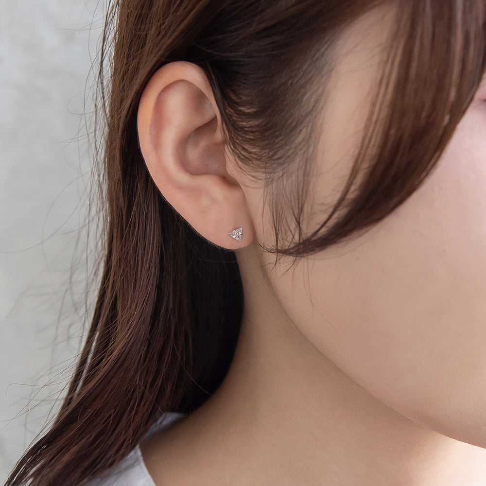 925 Silver Mini CZ Triangle Studs
