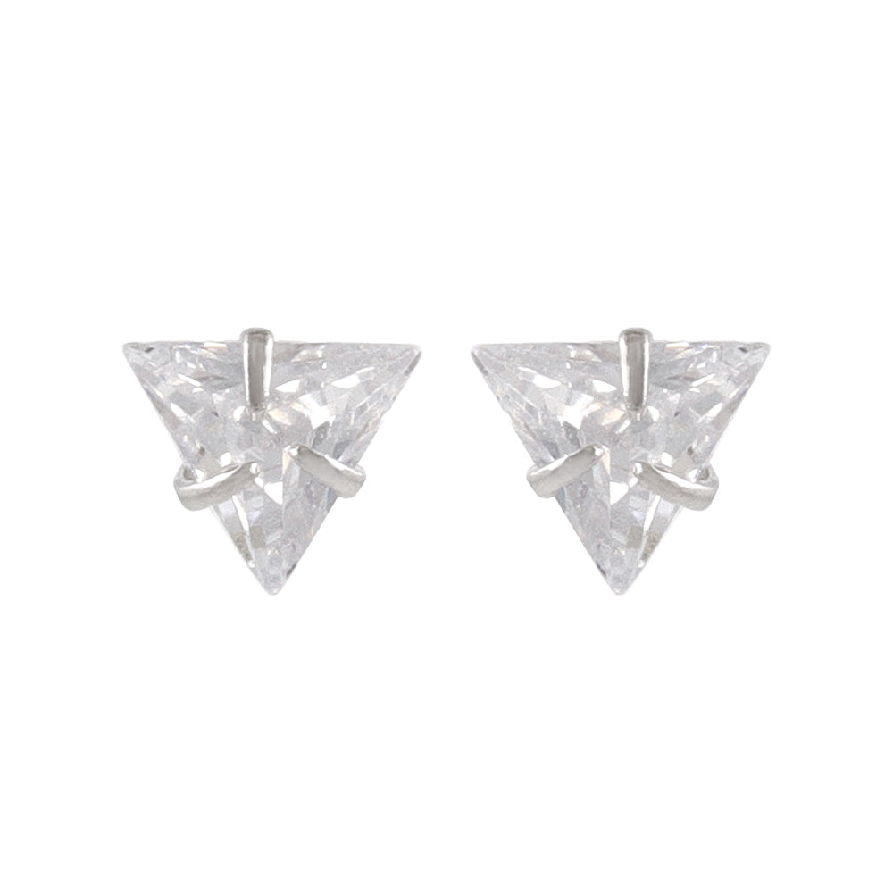 925 Silver Mini CZ Triangle Studs