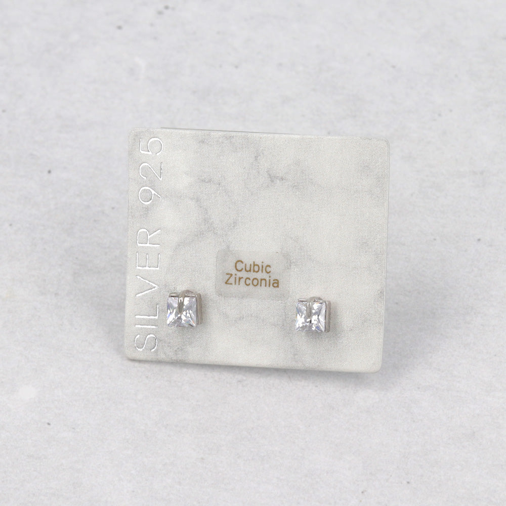 925 Silver Mini CZ Square Studs