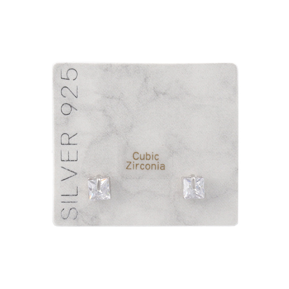 925 Silver Mini CZ Square Studs