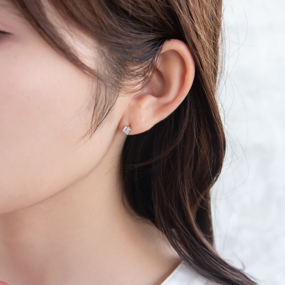 925 Silver Mini CZ Square Studs