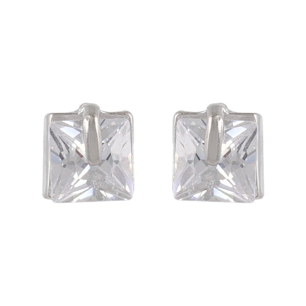 925 Silver Mini CZ Square Studs