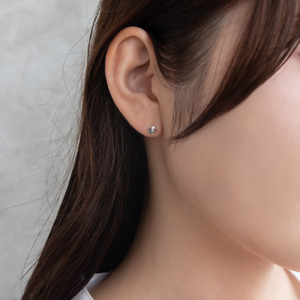 925 Silver Mini CZ Flower Studs
