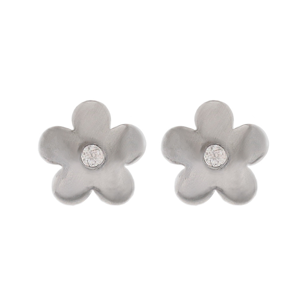 925 Silver Mini CZ Flower Studs