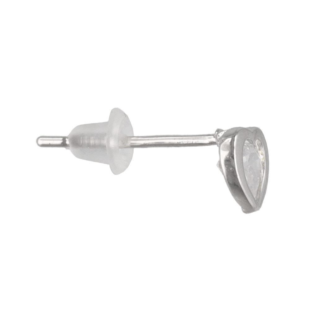 925 Silver Mini CZ Heart Studs