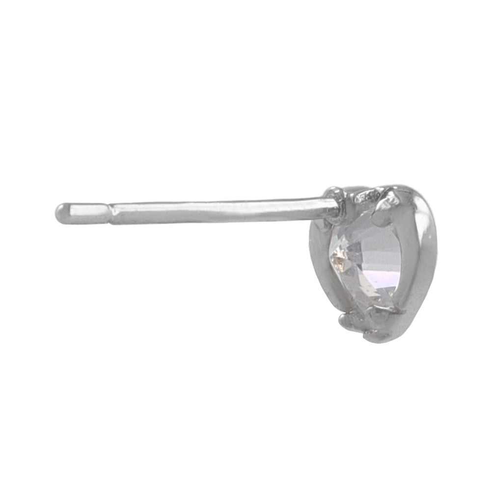 925 Silver Mini CZ Heart Studs