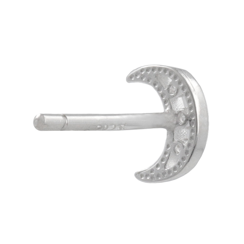 925 Silver Mini CZ Moon Studs