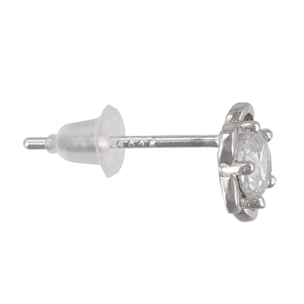 925 Silver Mini CZ Flower Studs