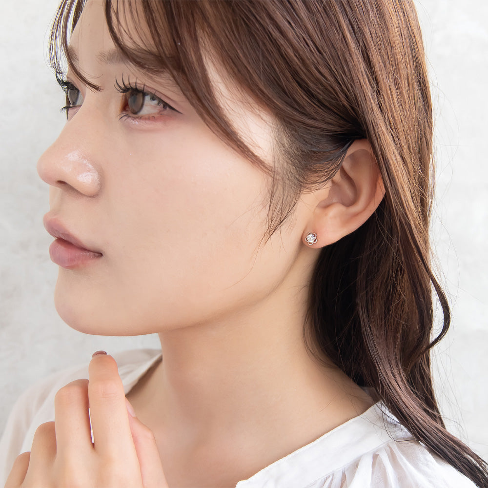 925 Silver Mini CZ Flower Studs