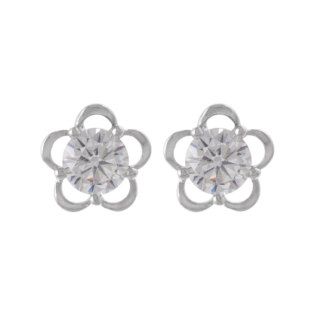 925 Silver Mini CZ Flower Studs