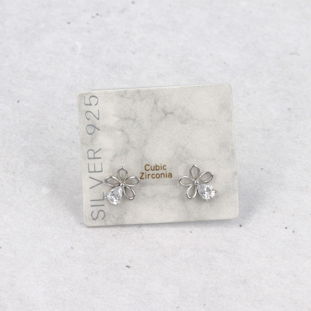 925 Silver Mini CZ Flower Studs