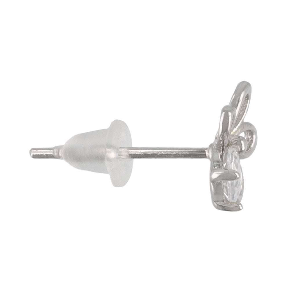 925 Silver Mini CZ Flower Studs