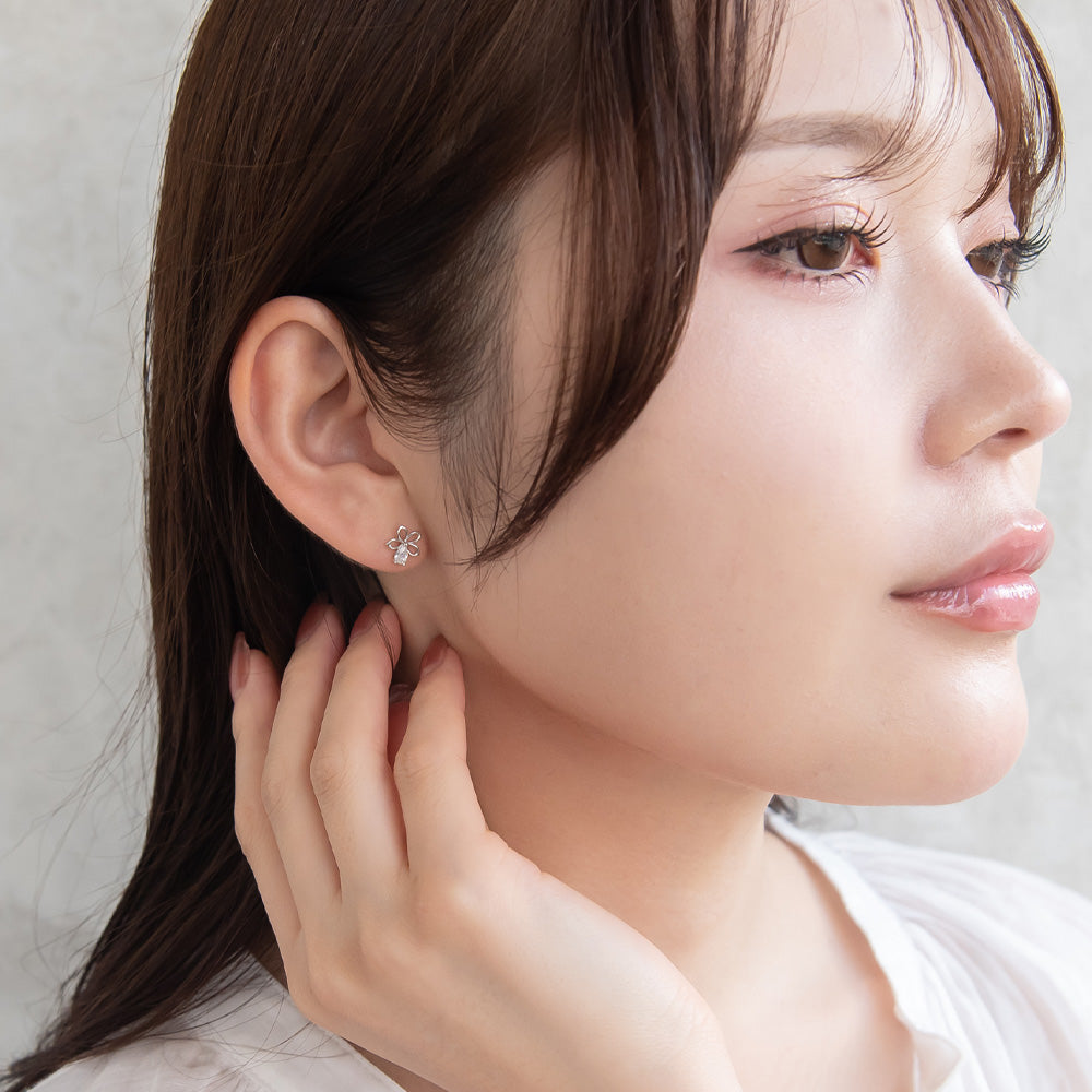 925 Silver Mini CZ Flower Studs