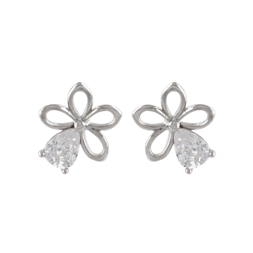 925 Silver Mini CZ Flower Studs