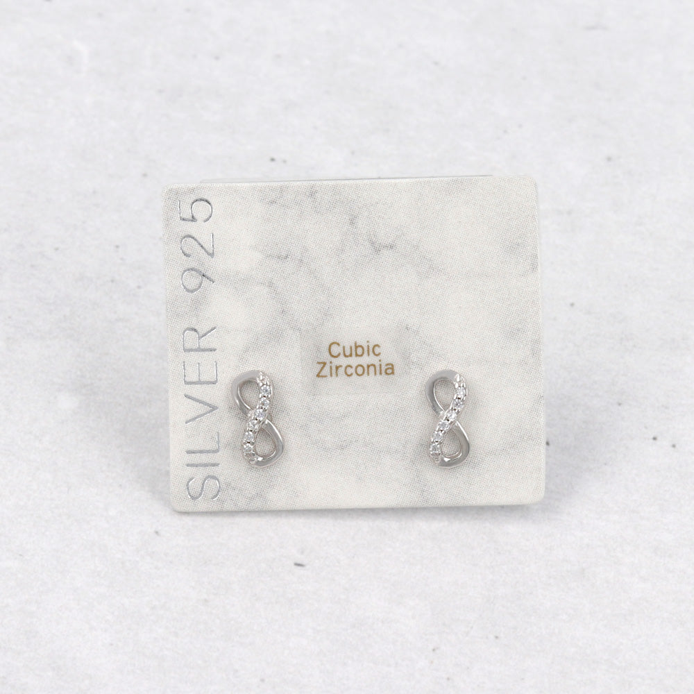 925 Silver Mini CZ Infinity Studs