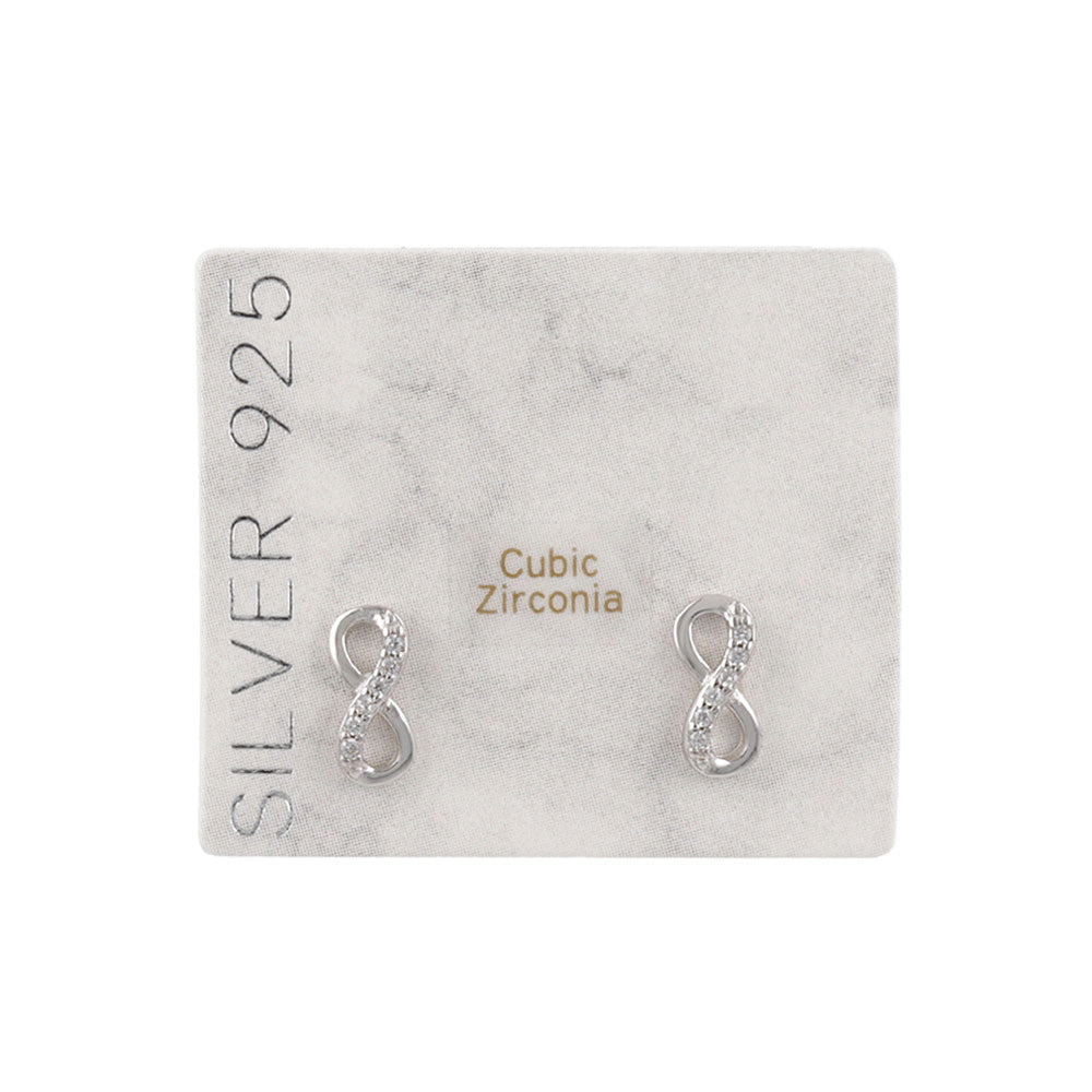 925 Silver Mini CZ Infinity Studs