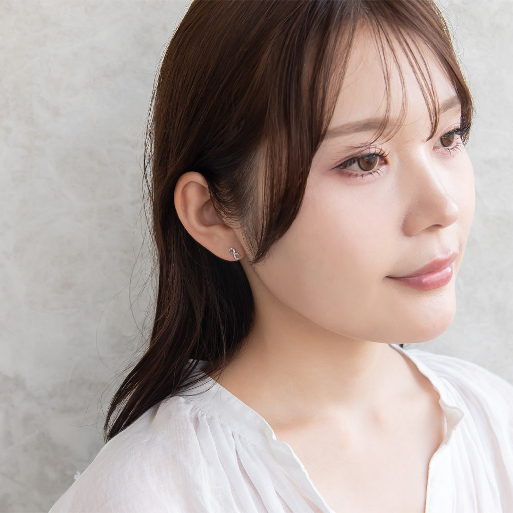 925 Silver Mini CZ Infinity Studs