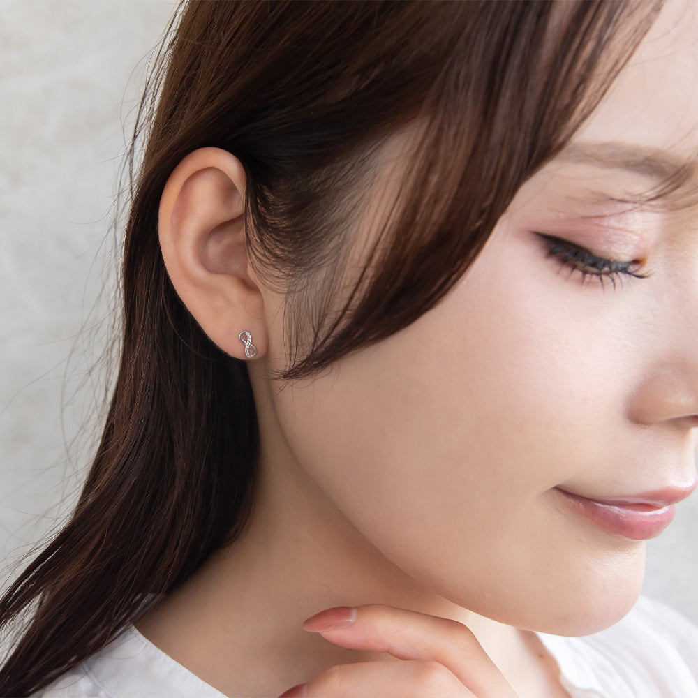 925 Silver Mini CZ Infinity Studs