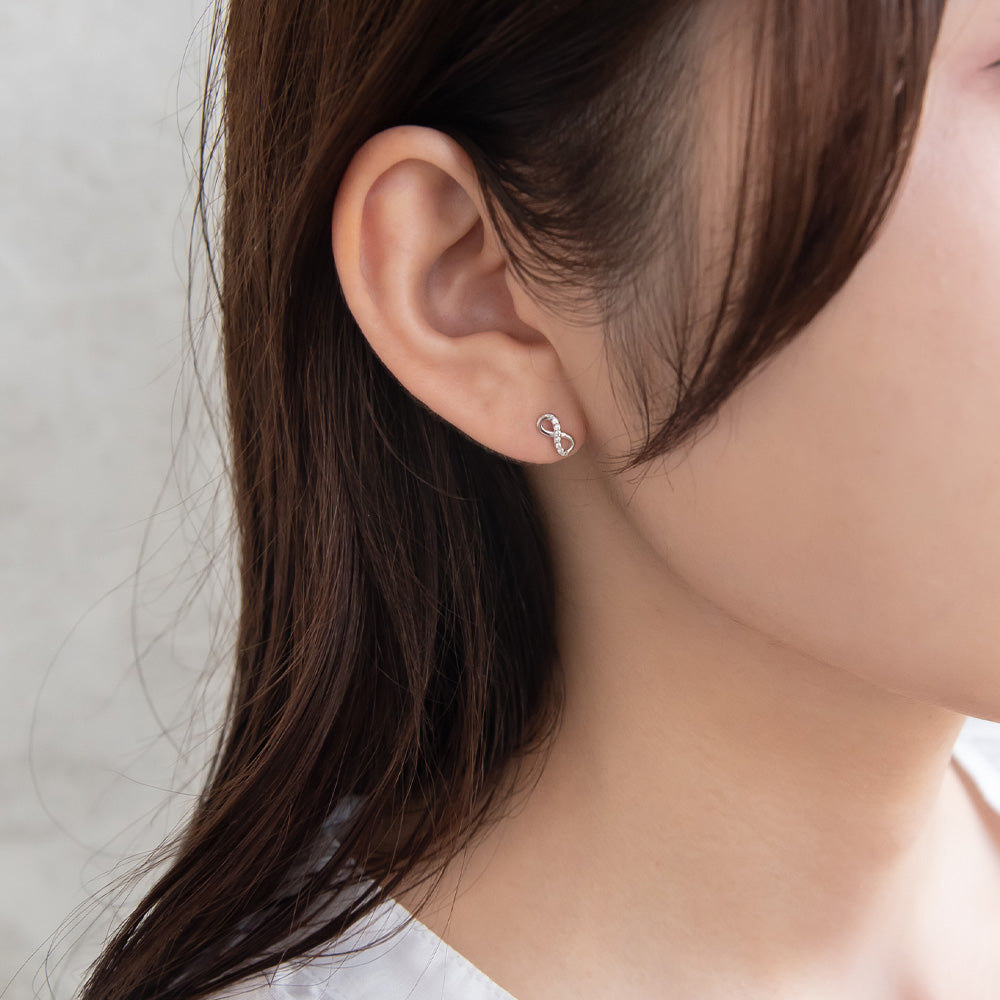 925 Silver Mini CZ Infinity Studs